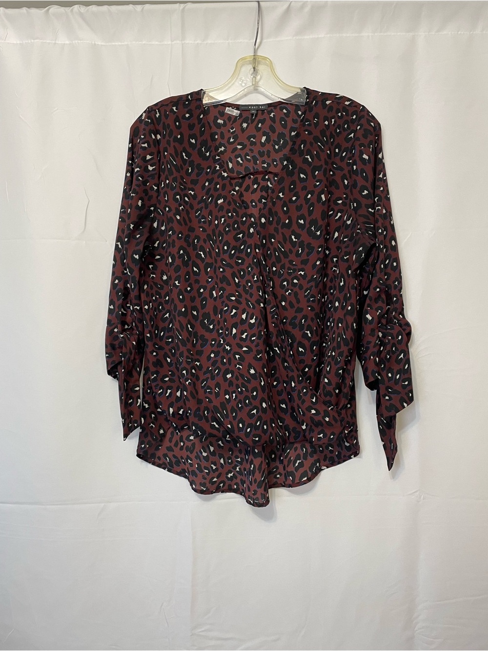 West Kei Leopard-Print Buttonless Blouse Burgundy Women’s Medium